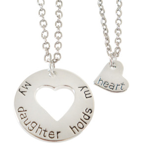 Daughter Holds My Heart Stamped Necklace