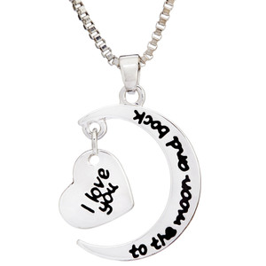 Crescent Moon and Back Stamped Necklace