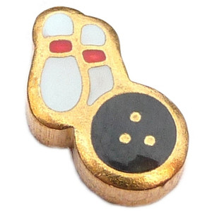 Bowling Ball Knocking Down Pins Floating Locket Charm
