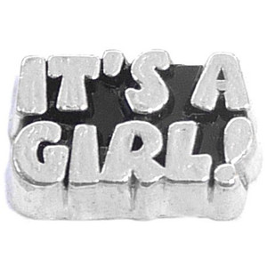 Its A Girl Floating Locket Charm Its A Girl Floating Locket Charm