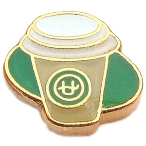 To Go Coffee Cup Floating Locket Charm To Go Coffee Cup Floating Locket Charm