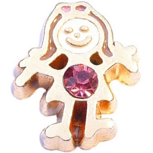 Goldtone Girl Birthstone October Floating Locket Charm