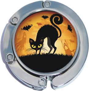 Black Cat Bats Ghosts Halloween Foldable Purse Hanger