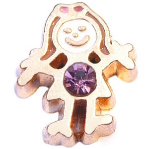 Goldtone Girl Birthstone June Floating Locket Charm