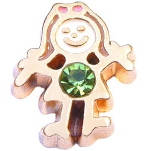 Goldtone Girl Birthstone August Floating Locket Charm