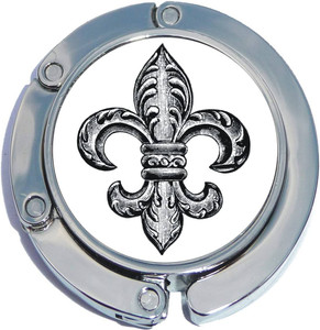 Black and White Fleur De Lis Foldable Purse Hanger
