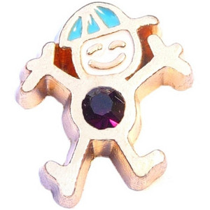 Goldtone Boy Birthstone February Floating Locket Charm