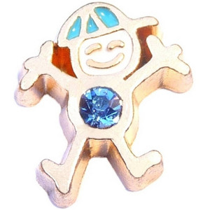 Goldtone Boy Birthstone March Floating Locket Charm