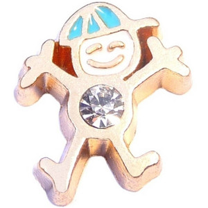 Goldtone Boy Birthstone April Floating Locket Charm