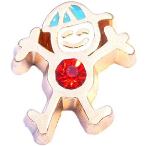 Goldtone Boy Birthstone July Floating Locket Charm