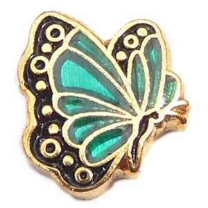 December Butterfly Goldtone Floating Locket Charm