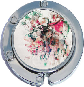 Watercolor Elephant Flowers Foldable Purse Hanger