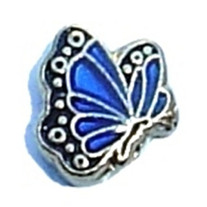 September Butterfly Silvertone Floating Locket Charm