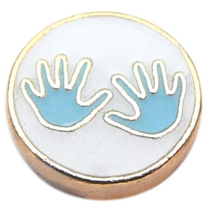 Blue Handprints Floating Locket Charm Blue Handprints Floating Locket Charm
