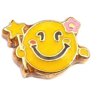 Smiley Face With Wand Floating Locket Charm Smiley Face With Wand Floating Locket Charm