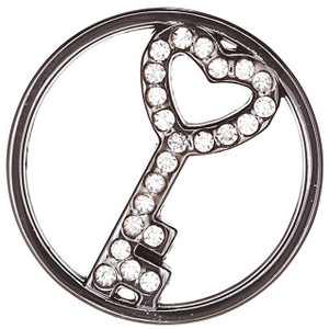 Key Heart Plate in Black for 30mm Locket