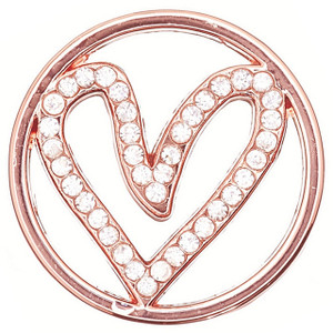 Heart in Circle Plate in Rose Gold for 30mm Locket