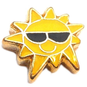 Sun With Sunglasses Floating Locket Charm Sun With Sunglasses Floating Locket Charm