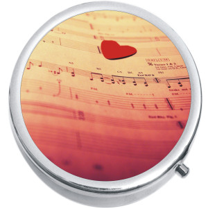 Sheet Music Notes Heart Medical Pill Box