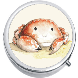 Watercolor Crab Medical Pill Box