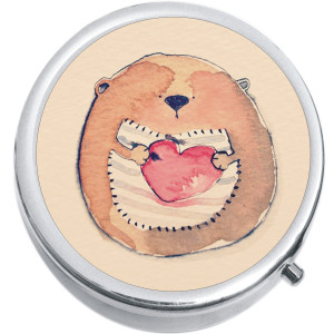 Watercolor Bear Heart Medical Pill Box