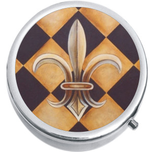 Checkered Fleur De Lis Medical Pill Box