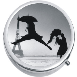 Eiffel Tower Black and White Medical Pill Box