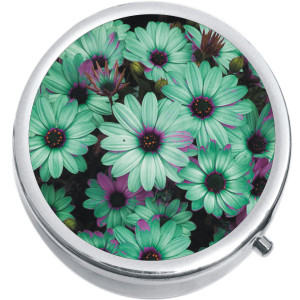 Teal Daises Flowers Medical Pill Box