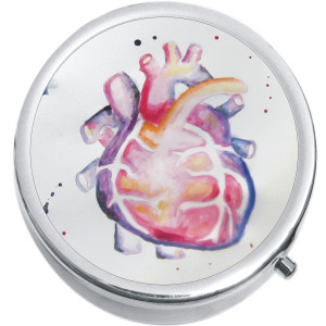Watercolor Anatomical Hearts Medical Pill Box