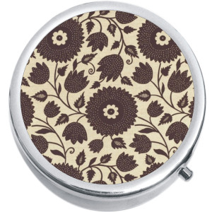 Brown Flower Pattern Medical Pill Box