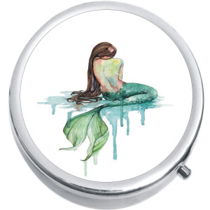Watercolor Mermaid Medical Pill Box