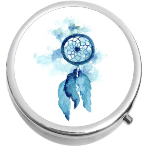 Blue Watercolor Dreamcatcher Medical Pill Box