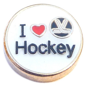 I Love Hockey Floating Locket Charm