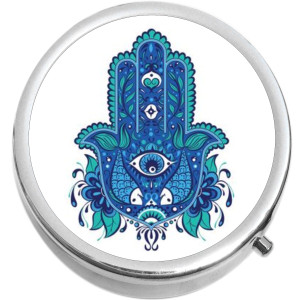 Blue Hamsa Protection Medical Pill Box