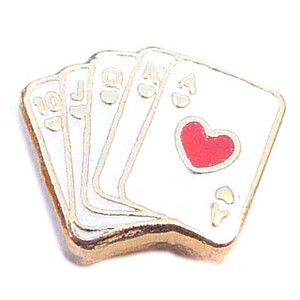 Heart Royal Flush Floating Locket Charm