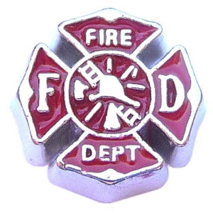 Fire Fighter Emblem Floating Locket Charm Fire Fighter Emblem Floating Locket Charm