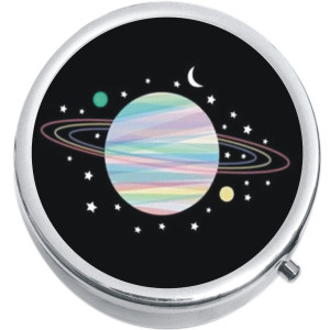 Saturn Planet Moon Stars Medical Pill Box