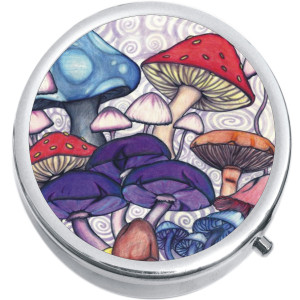 Colorful Mushrooms Medical Pill Box