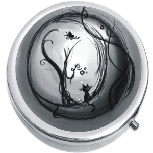 Kitty Cat Crescent Moon Medical Pill Box