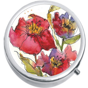 Watercolor Flowers Medical Pill Box
