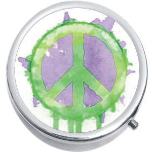Watercolor Peace Sign Medical Pill Box