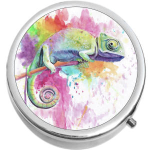 Iguana Watercolor Pill Box