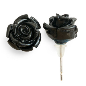 Flower Earrings Black Rose