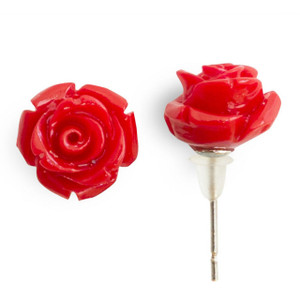 Flower Earrings Red Rose
