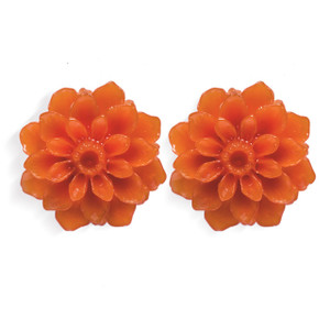 Flower Earrings Orange Dahlia