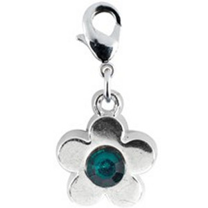 Flower Dark Green Stone Enamel Dangle