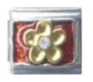 Flower on Red Italian Charm Flower on Red Italian Charm