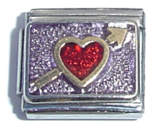 Red Heart on Purple Italian Charm Red Heart on Purple Italian Charm