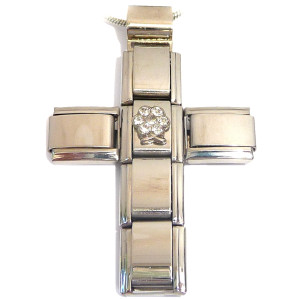 Italian Charm Cross Necklace April