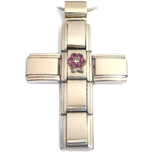 Italian Charm Cross Necklace February Italian Charm Cross Necklace February
